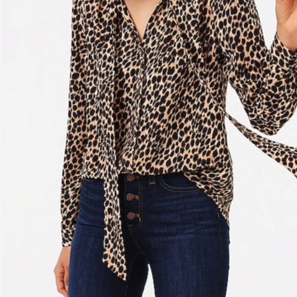 J Crew Factory leopard tie neck blouse - Picture 8 of 8